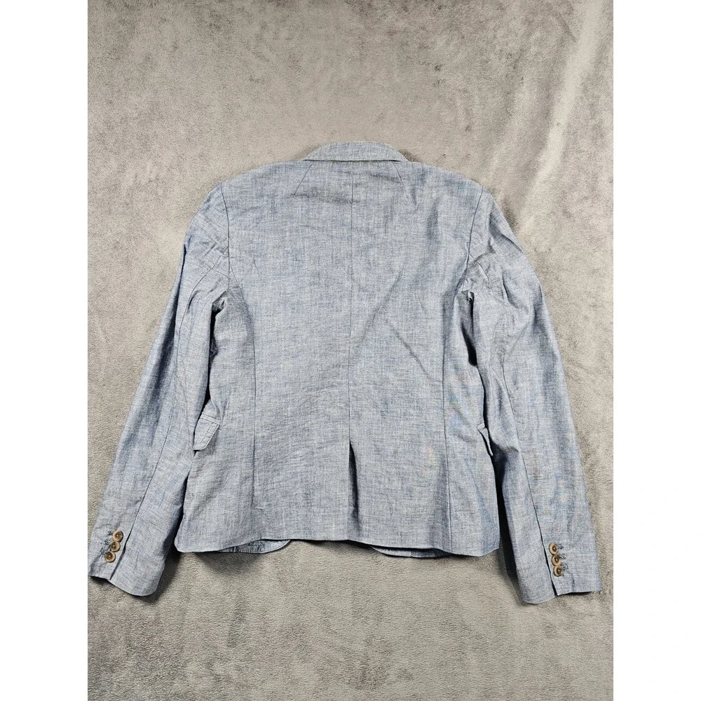J.Crew Schoolboy Blazer Womens 4‎ Blue Chambray Cotton 2 Button Jacket